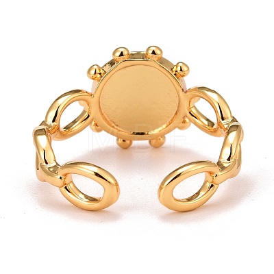 Real 18K Gold Plated Brass Cuff Ring RJEW-C014-03-1