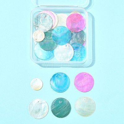 20Pcs 5 Styles Natural Capiz Shell Pendants SSHEL-FS0001-07-1