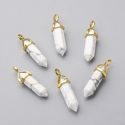 Natural Howlite Double Terminated Pointed Pendants X-G-G902-B21-1