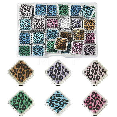 30Pcs UV Plating Printed Opaque Acrylic Beads OACR-FS0002-59-1