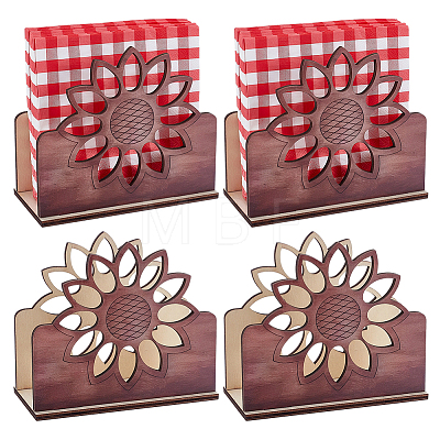 4Bags Sunflower Wood Napkin Holder AJEW-GO0004-72-1