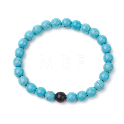 Synthetic Turquoise Beaded Stretch Bracelets for Women Men BJEW-JB11552-02-1