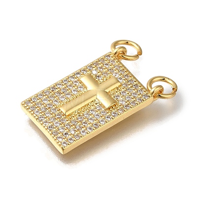 Rack Plating Brass Micro Pave Clear Cubic Zirconia Pendants KK-G500-01A-G-1