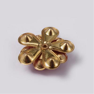 Flower Brass Enamel Cabochon Settings KK-K114-DM-G-1