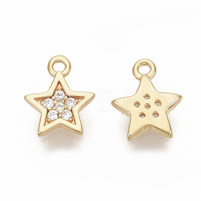 Brass Micro Pave Cubic Zirconia Charms KK-T050-32G-NF-1