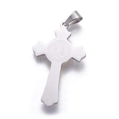 304 Stainless Steel Crucifix Cross Pendants STAS-L156-08M-1