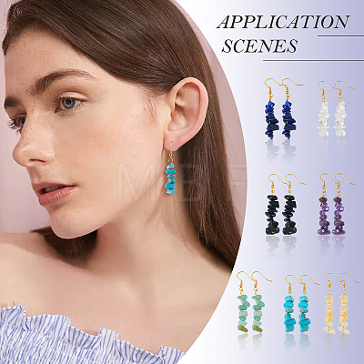 7 Pairs 7 Styles Gemstone Chip Beaded Dangle Earrings EJEW-TADJ00002-1