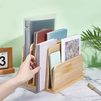 5-Slot Bamboo Slotted Display Stands ODIS-WH0038-300-1
