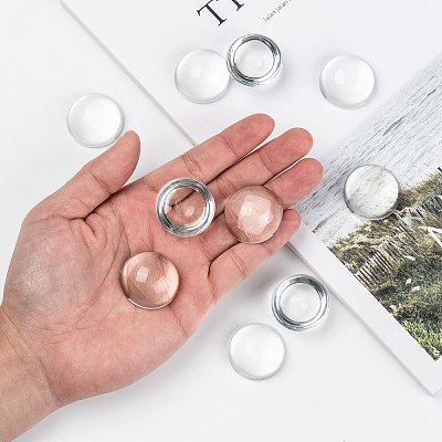 Transparent Half Round Glass Cabochons LS-X-GGLA-R027-30mm-1