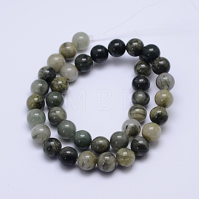 Round Natural Green Rutilated Quartz Beads Strands G-D742-6mm-1