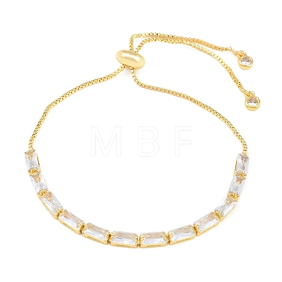 Rectangle Brass Micro Pave Cubic Zirconia Slider Bracelets KK-A305-02G-01-1