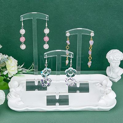 3 Sizes Transparent Acrylic T-Bar Riser Earring Display Stands EDIS-WH0029-21-1