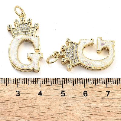 Brass Micro Pave Clear Cubic Zirconia Pendants KK-G498-01G-02-1