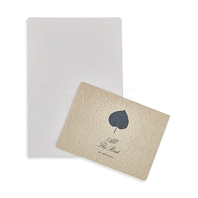 CRASPIRE Leaf Pattern Kraft Envelopes and Greeting Cards Set DIY-CP0001-78-1
