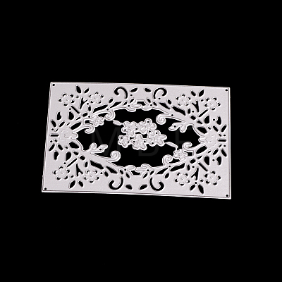 Rectangle with Flower Frame Carbon Steel Cutting Dies Stencils DIY-F028-33-1