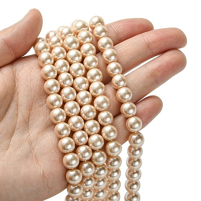 Eco-Friendly Glass Pearl Beads Strands HY-A008-8mm-RB092-1