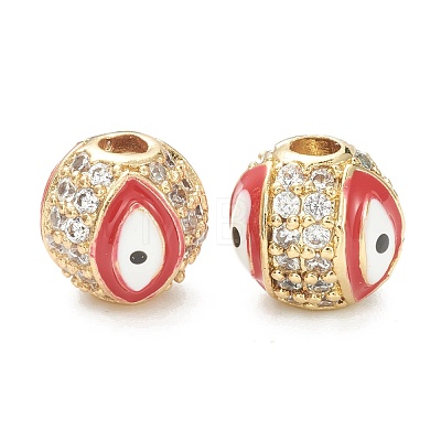 Brass Micro Pave Cubic Zirconia Beads ZIRC-A019-16G-A04-1