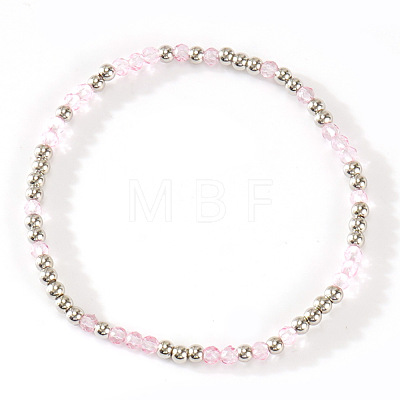 Glass & 304 Stainless Steel Beaded Stretch Bracelets for Women AN7513-6-1
