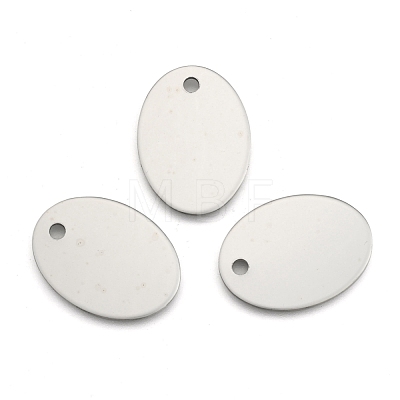 201 Stainless Steel Oval Stamping Blank Tag Pendants STAS-S031-04-1