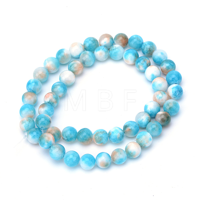 Natural Dyed White Jade Gemstone Bead Strands X-G-R271-6mm-XP16-1