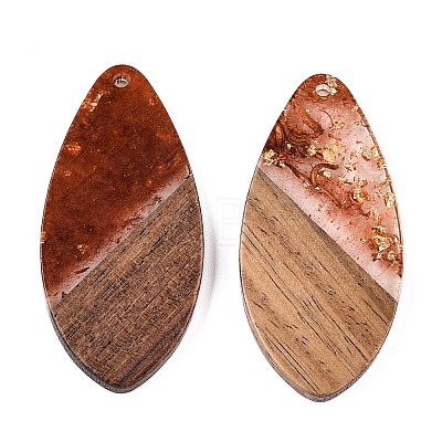 Transparent Resin and Walnut Wood Pendants RESI-T057-05C-1