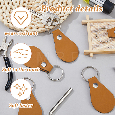 16Pcs Teardrop PU Leather Keychains KEYC-DC0001-47A-1