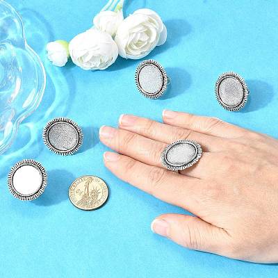 Vintage Adjustable Iron Finger Ring Components Alloy Cabochon Bezel Settings X-PALLOY-Q300-14AS-NR-1