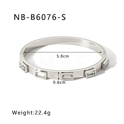 304 Stainless Steel Pave Cubic Zirconia Bangles FS-WG09E60-11-1