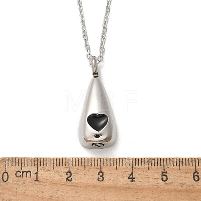 304 Stainless Steel Black Enamel Heart Teardrop Keepsake Ashes Memorial Necklaces NJEW-P326-06P-1