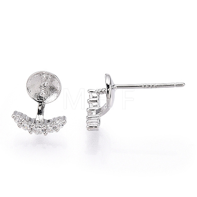 925 Sterling Silver Stud Earring Findings Micro Pave Cubic Zirconia STER-T007-17P-1