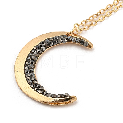 Alloy Crescent Moon Pendant Necklaces with Ore Chips PW23031648300-1