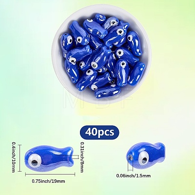 40Pcs Handmade Porcelain Ceramic Beads PORC-LT0001-07-1