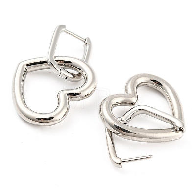 Rack Plating Brass Heart Dangle Hoop Earrings EJEW-K245-32P-1