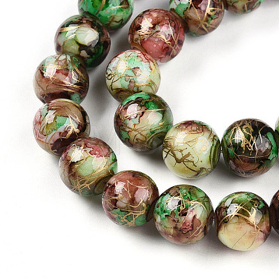 Baking Painted Glass Beads Strands DGLA-N003-10mm-B07-1