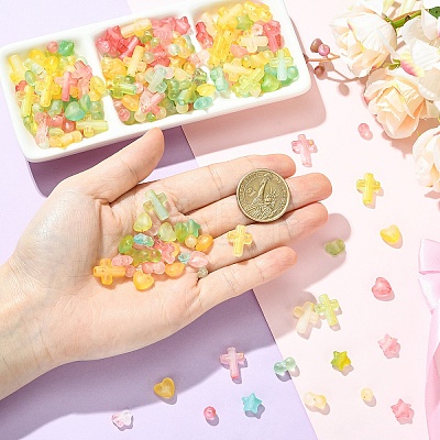 Gradient Color Transparent Acrylic Beads OACR-YW0004-61B-1