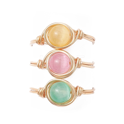 Natural Selenite Dyed Finger Rings RJEW-JR01017-01-1