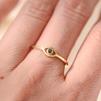 Evil Eye 925 Sterling Silver Micro Pave Cubic Zirconia Finger Rings for Women FS-WG42376-06-1