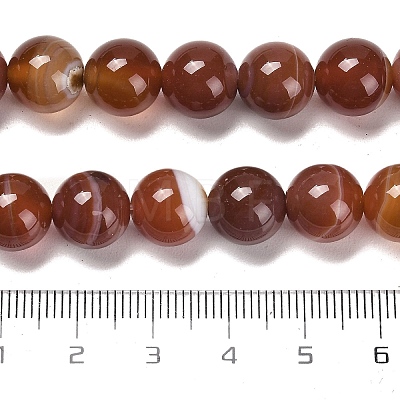 Natural Striped Agate/Banded Agate Beads Strands G-B079-A05-03B-1