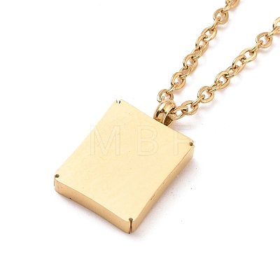 Rectangle with Word Good Luck Pendant Necklace NJEW-A004-04G-1
