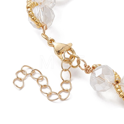Glass & Seed Beaded Bracelet with Golden Alloy Clasps BJEW-JB10126-1