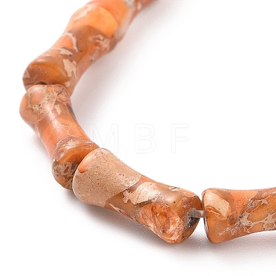 Natural Imperial Jasper(Dyed) Bamboo Stick Shape Beaded Stretch Bracelets BJEW-JB09098-1