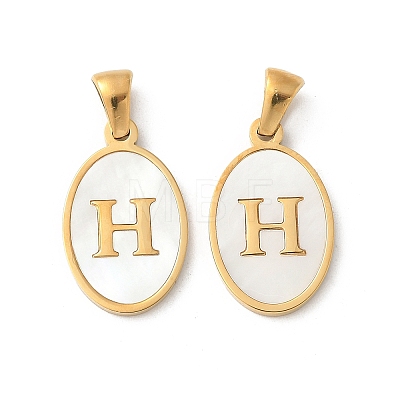 Natural Shell Oval with Initial Pendants STAS-I351-23G-H-1