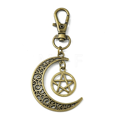 Alloy Moon & Star Pendant Decorations HJEW-JM02181-1