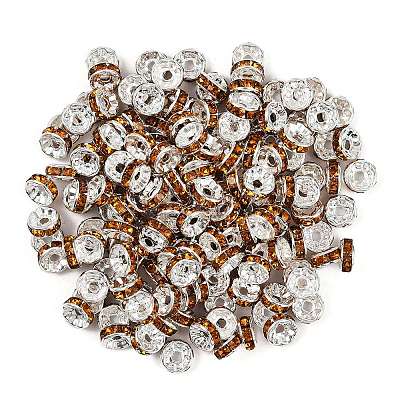 Brass Rhinestone Spacer Beads X-RB-A014-Z8mm-17S-1