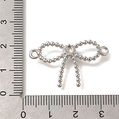 Rack Plating Brass Pave Clear Cubic Zirconia Bowknot Connector Charms KK-I716-29P-1