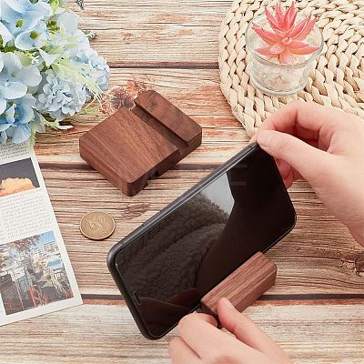 Walnut Wood Mobile Phone Holders AJEW-WH0248-154-1