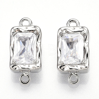 Brass Micro Pave Clear Cubic Zirconia Box Clasps KK-P291-30P-1