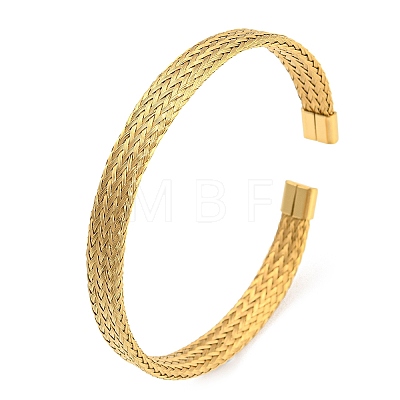 304 Stainless Steel Wire Mesh Cuff Bangles for Women BJEW-D022-01B-G-1