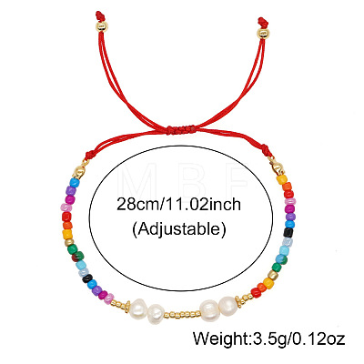 Glass Seed Beads & Imitation Pearl Round Beads Braided Bead Bracelets MR3840-1