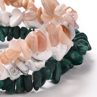 Chip Natural Gemstone Beaded Stretch Bracelets Sets X-BJEW-JB05699-1